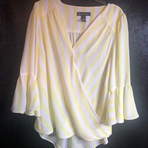 Inc International Concepts Pastel Yellow and White Striped Top